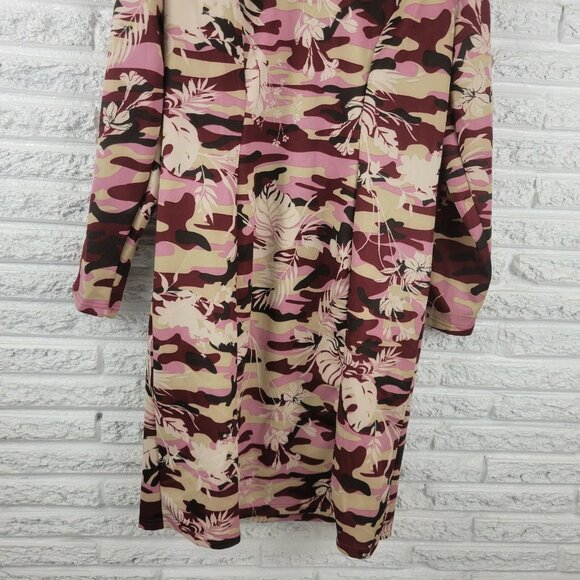 Angela Plus Women Dress 3XL Plus Shift Long Sleeve Career Office Burgundy FLO81E - Picture 5 of 10